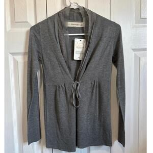 Zara Knit NWT Gray Lace Accent Tie Front Cardigan Size Small
